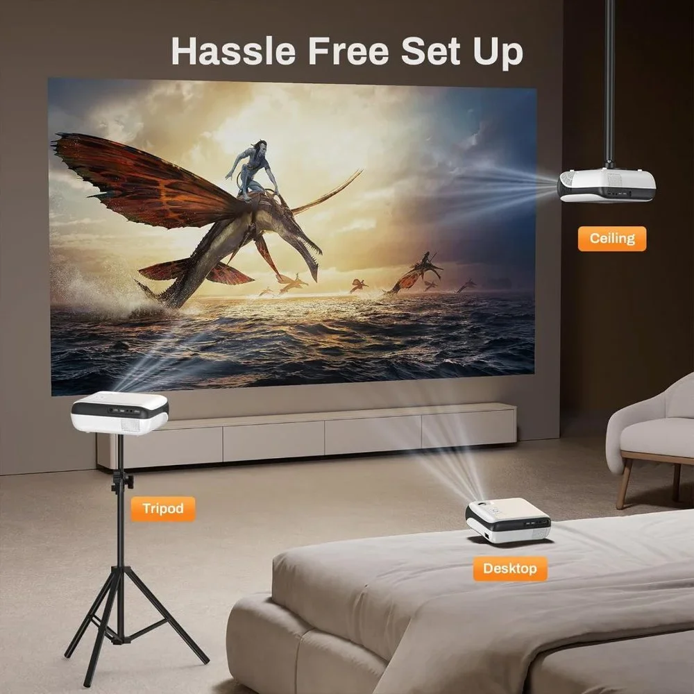 Projector, Native 1080P Bluetooth Projector with 100